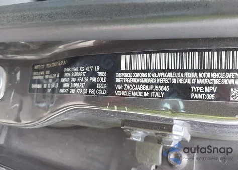 2018 Jeep Renegade Latitude Fwd from USA, damaged, VIN ZACCJABB8JPJ55645